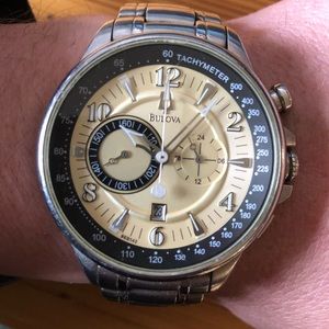 BULOVA Men’s Gold Face Watch “Tachymeter”